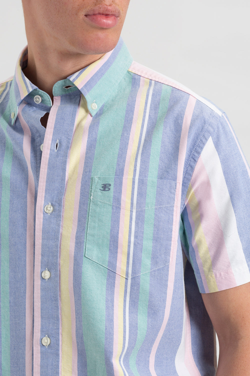 Ben Sherman Short Sleeve Brighton Oxford Organic Stripe Overhemd Gekleurd Strepen | CDZP-37092