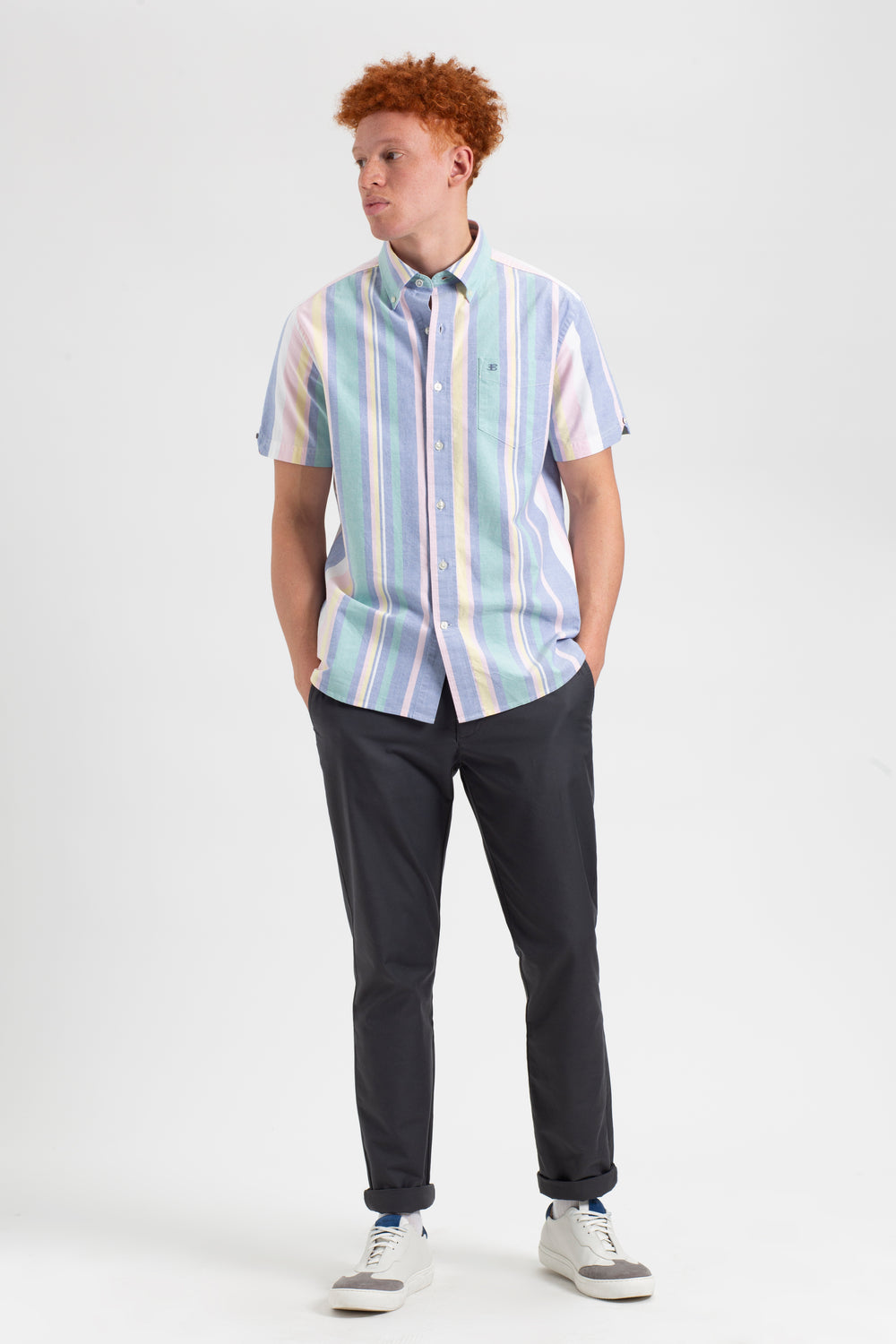 Ben Sherman Short Sleeve Brighton Oxford Organic Stripe Overhemd Gekleurd Strepen | CDZP-37092