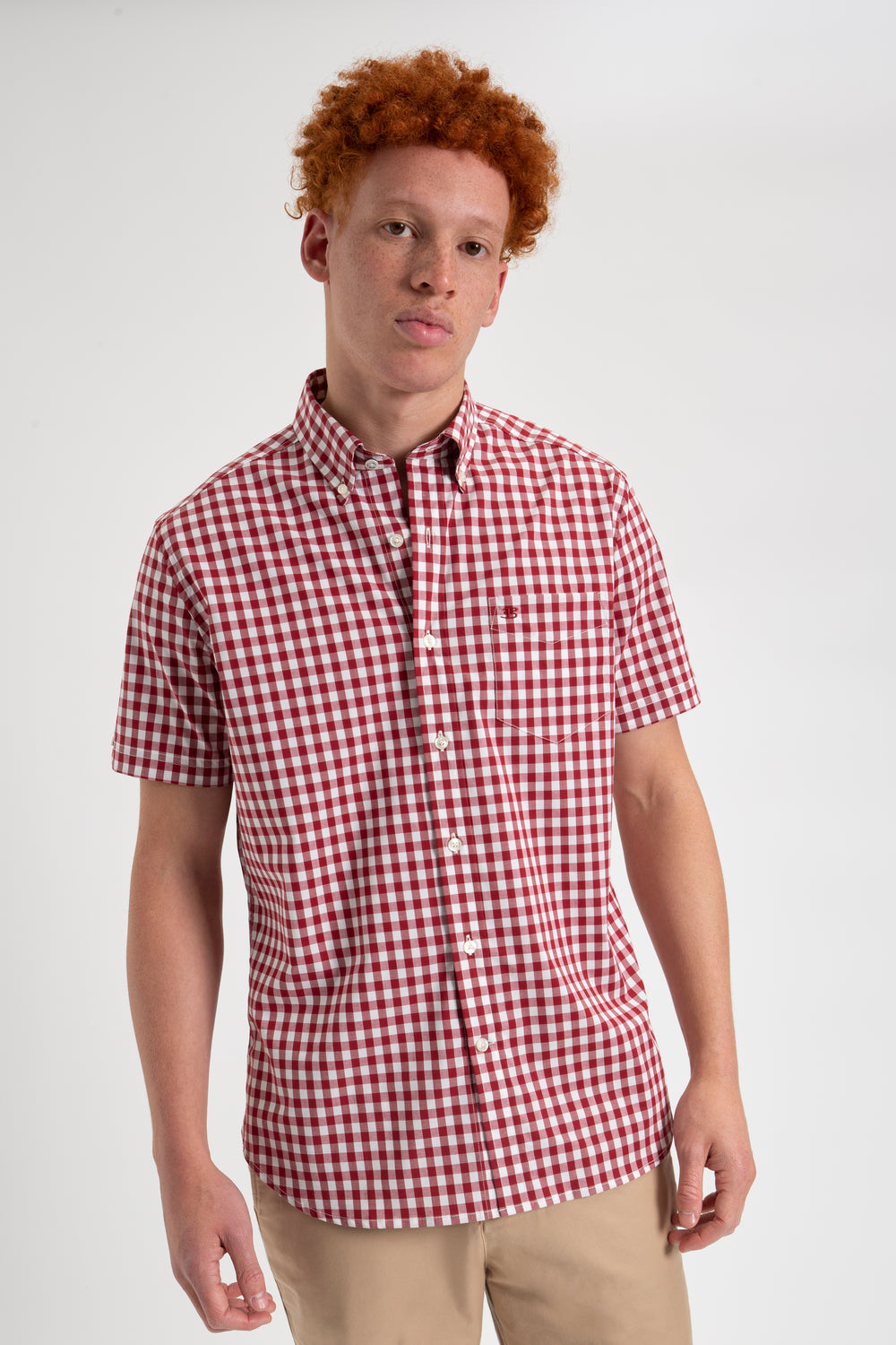 Ben Sherman Short Sleeve House Poplin Gingham Overhemd Bordeaux | QDHN-84601