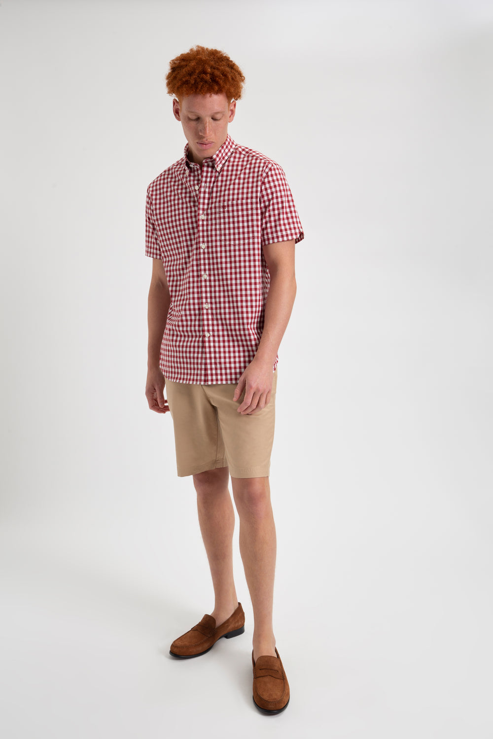 Ben Sherman Short Sleeve House Poplin Gingham Overhemd Bordeaux | QDHN-84601