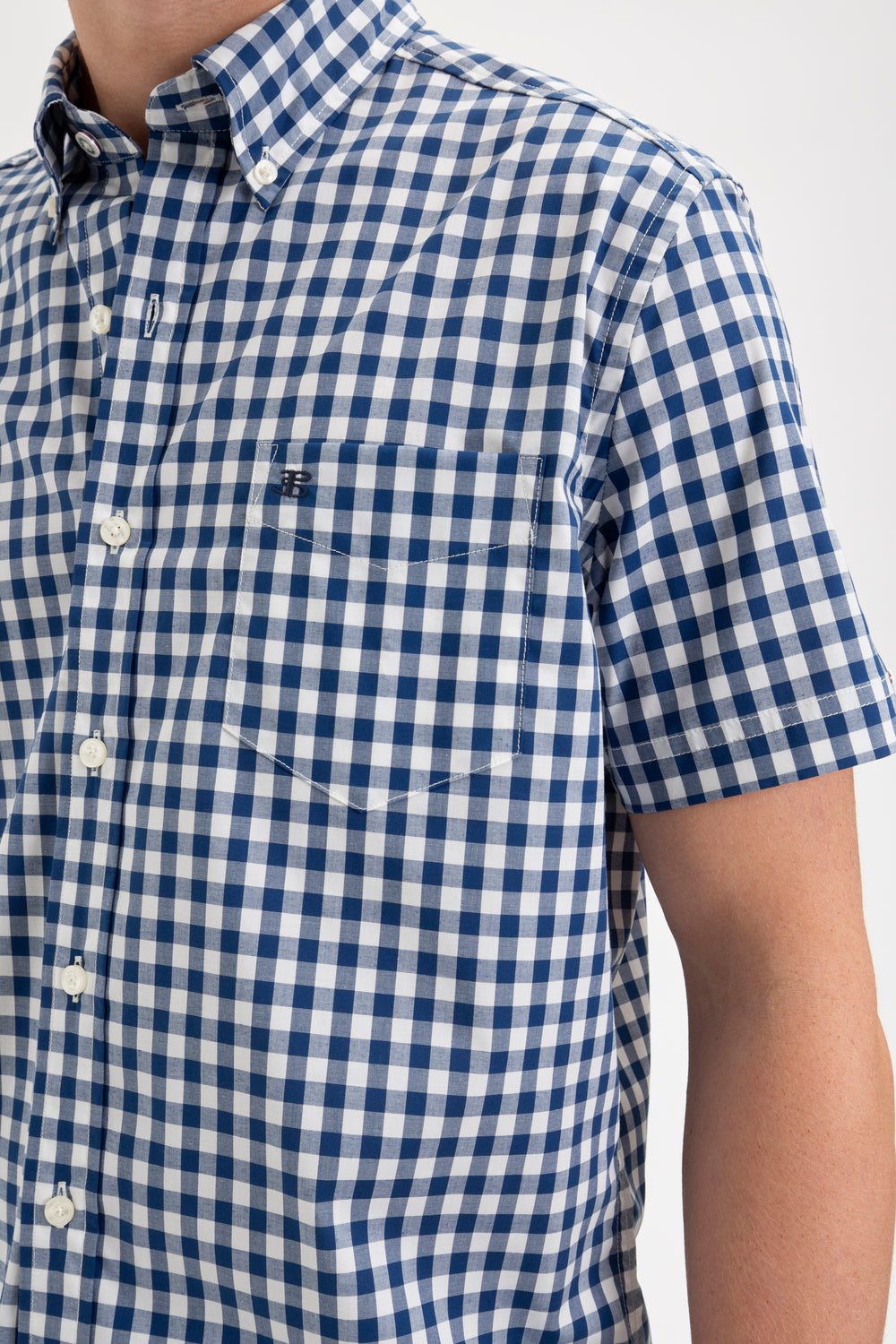 Ben Sherman Short Sleeve House Poplin Gingham Overhemd Donkerblauw Olijfgroen | OENR-74538