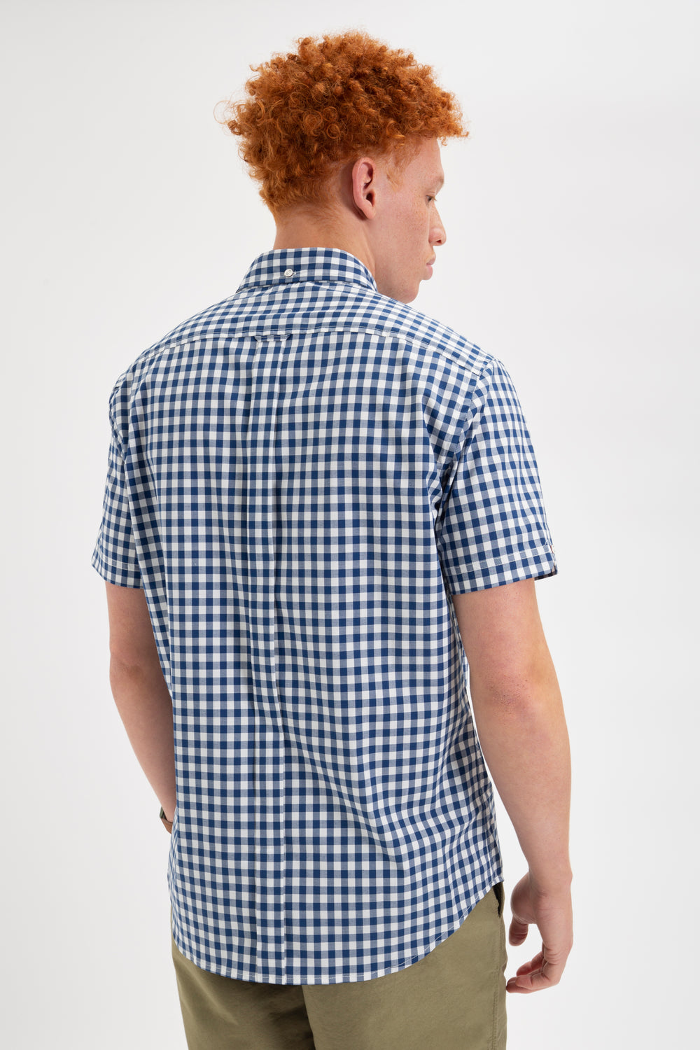 Ben Sherman Short Sleeve House Poplin Gingham Overhemd Donkerblauw Olijfgroen | OENR-74538