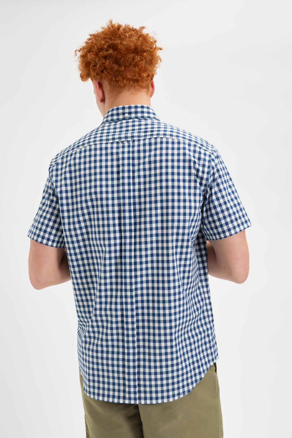 Ben Sherman Short Sleeve House Poplin Gingham Overhemd Donkerblauw Olijfgroen | OENR-74538