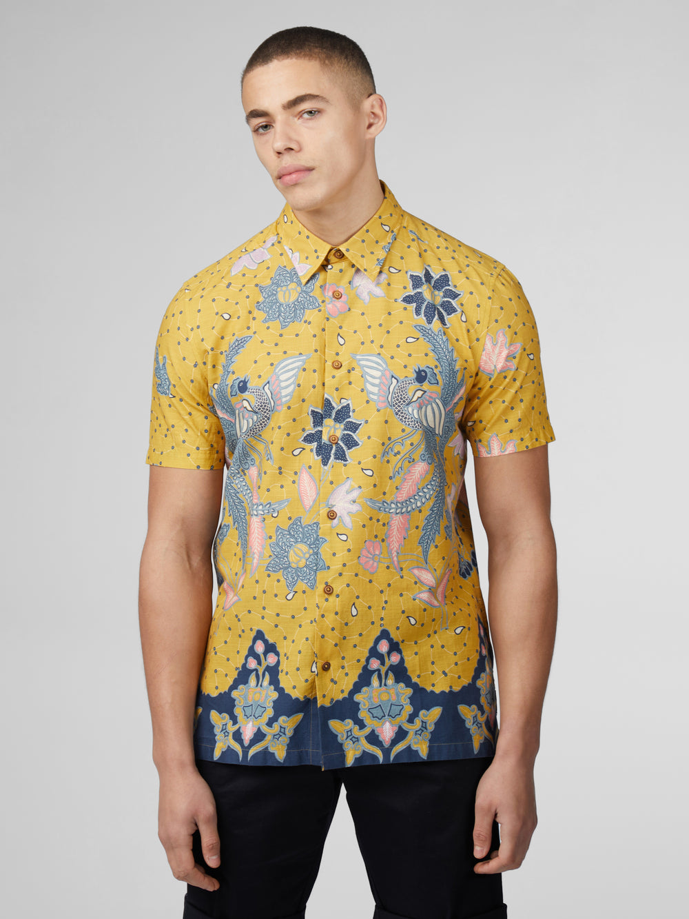 Ben Sherman Signature Abstract Botanical Print Overhemd Geel | HUGN-30281