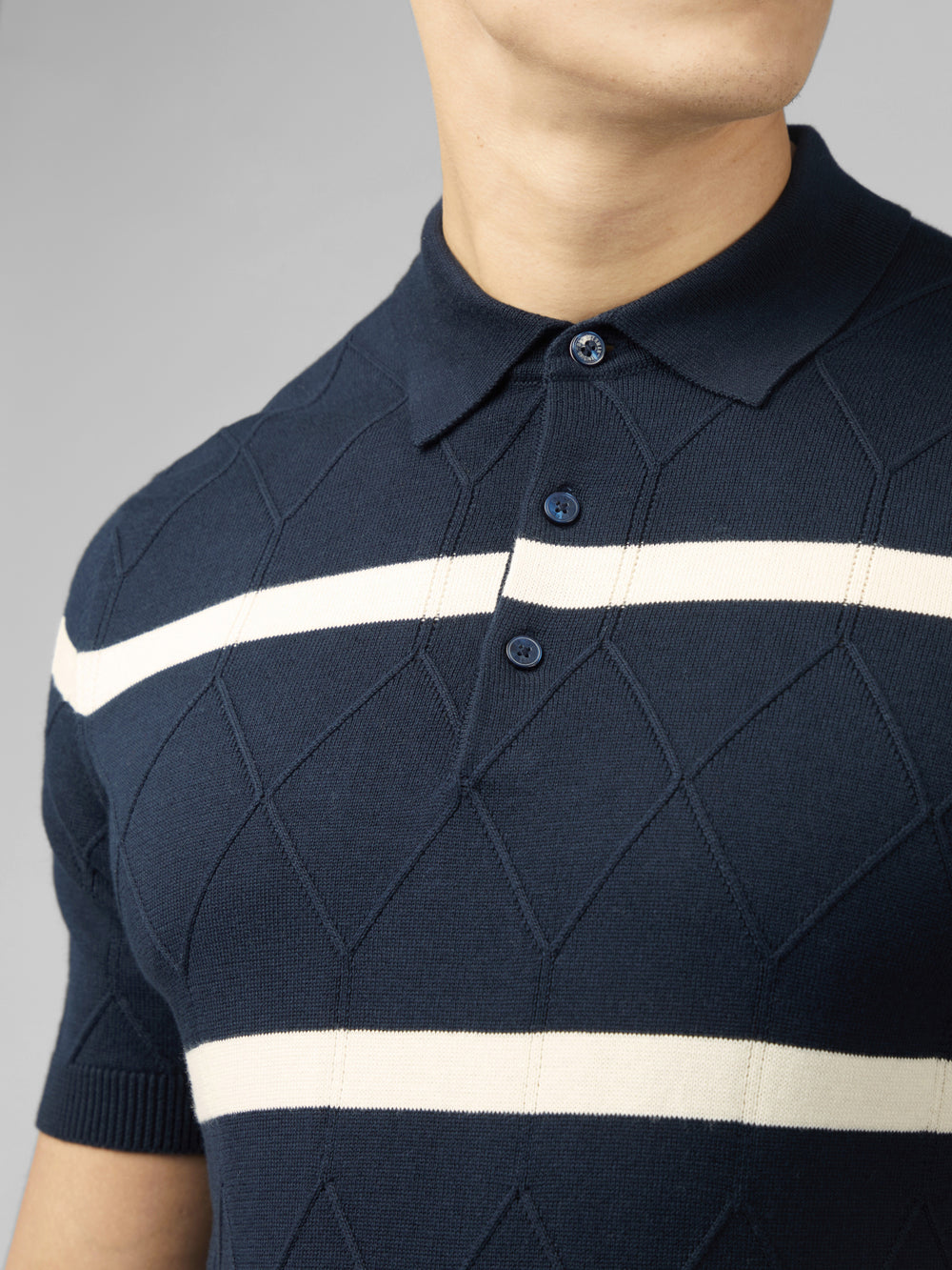 Ben Sherman Signature Argyle Stripe Polo Gebreide Kleding Donkerblauw | JBGE-02163