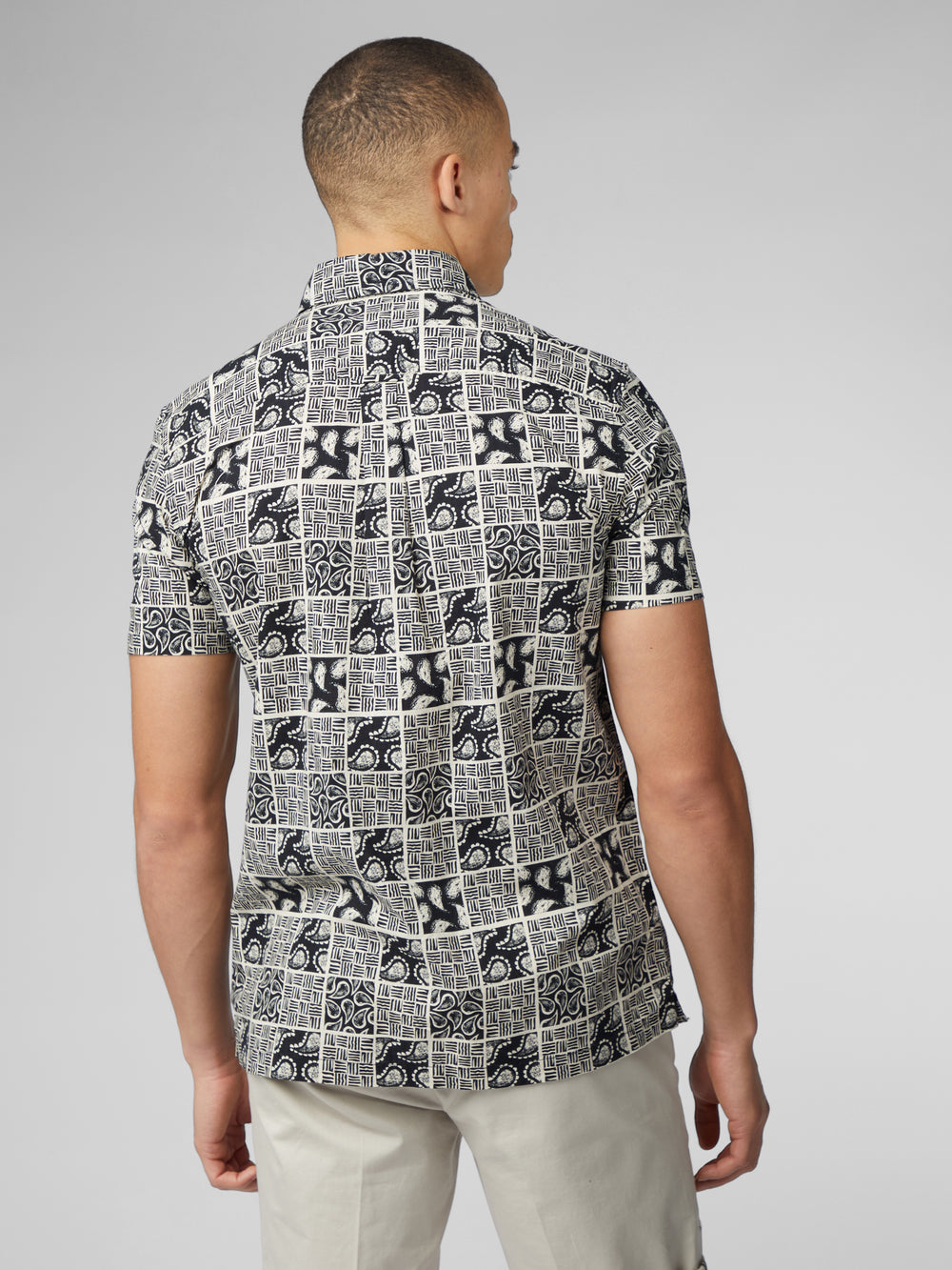 Ben Sherman Signature Checkerboard Paisley Print Overhemd Zwart | XWCL-20934