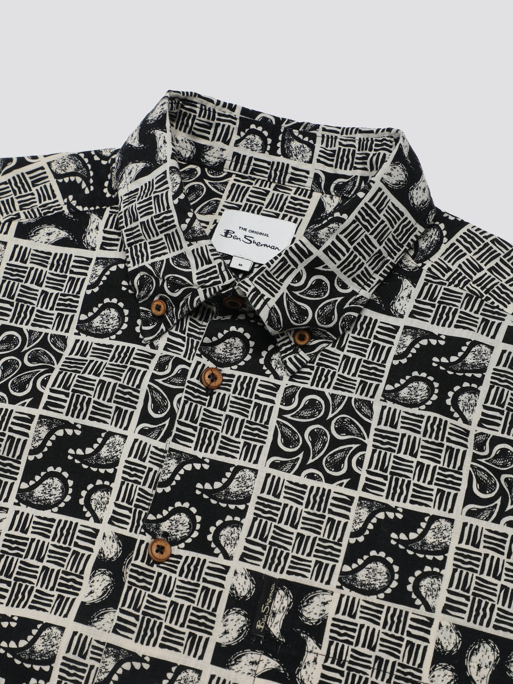 Ben Sherman Signature Checkerboard Paisley Print Overhemd Zwart | XWCL-20934