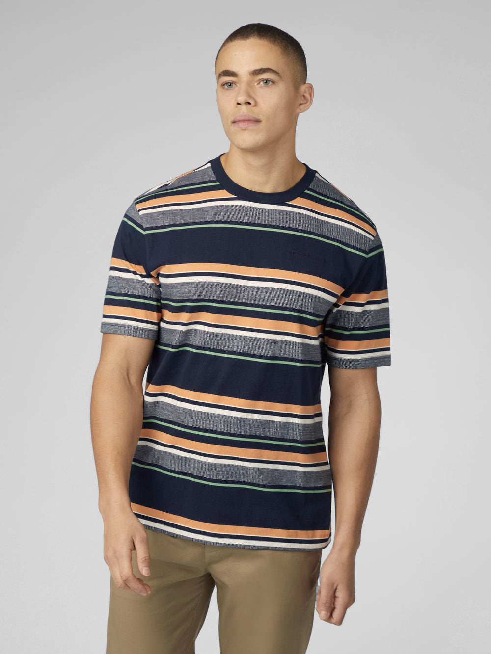 Ben Sherman Signature Engineered Stripe T-Shirt Donkerblauw | RXMA-04536