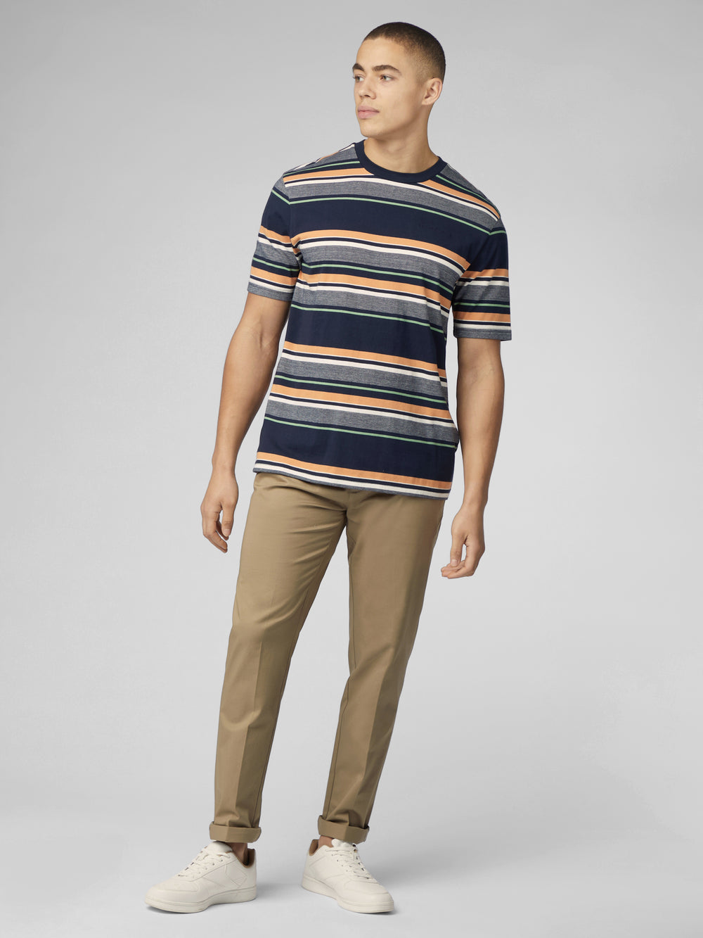 Ben Sherman Signature Engineered Stripe T-Shirt Donkerblauw | RXMA-04536