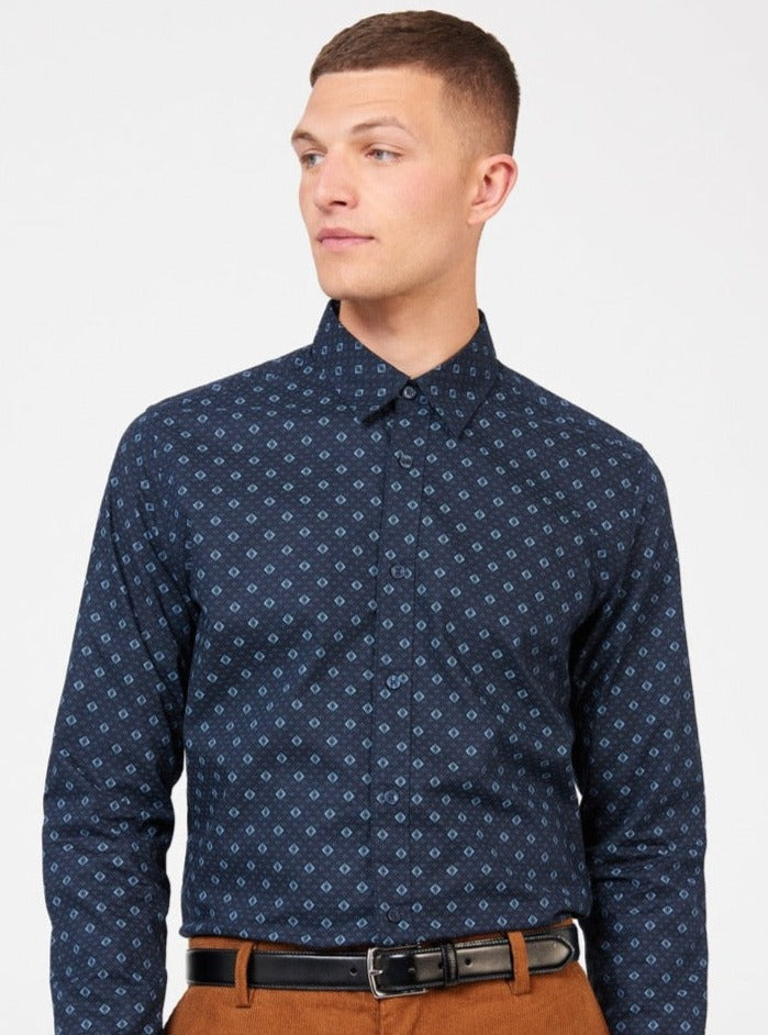 Ben Sherman Signature Geo Overhemd Blauw | BQLY-32695