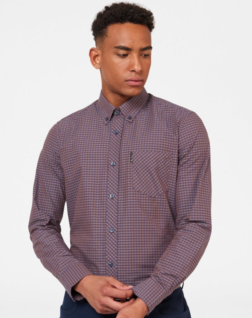 Ben Sherman Signature Gingham Long-Sleeve Overhemd Paars | AOZL-20983