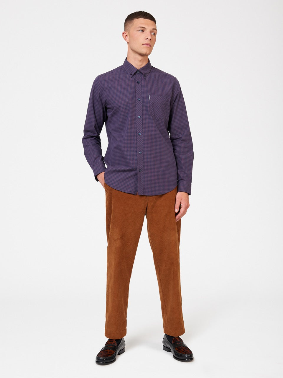 Ben Sherman Signature Gingham Long-Sleeve Overhemd Paars | KHUJ-85374