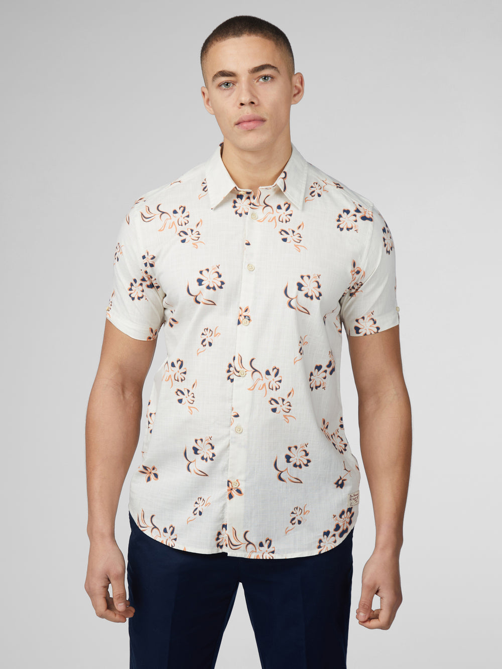 Ben Sherman Signature Linear Floral Overhemd Wit | YWHJ-49675