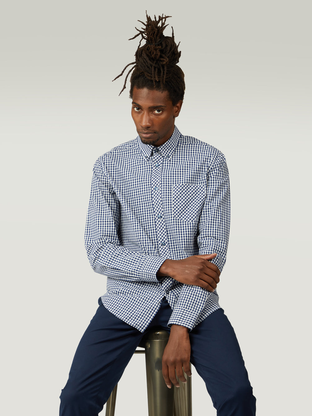 Ben Sherman Signature Long-Sleeve Gingham Overhemd Donkerblauw | IAQC-40129