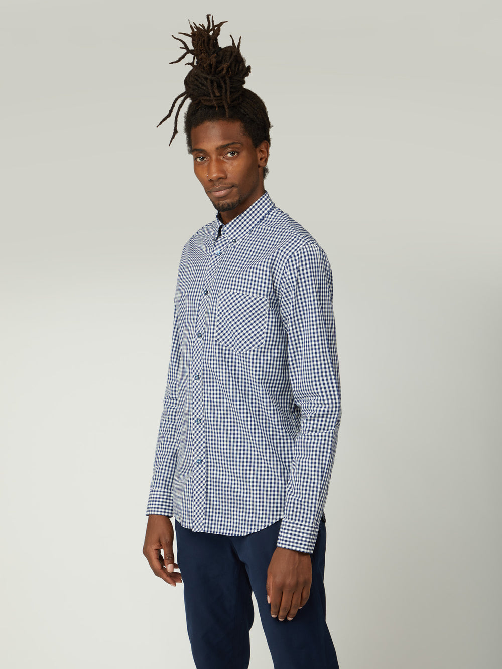 Ben Sherman Signature Long-Sleeve Gingham Overhemd Donkerblauw | IAQC-40129