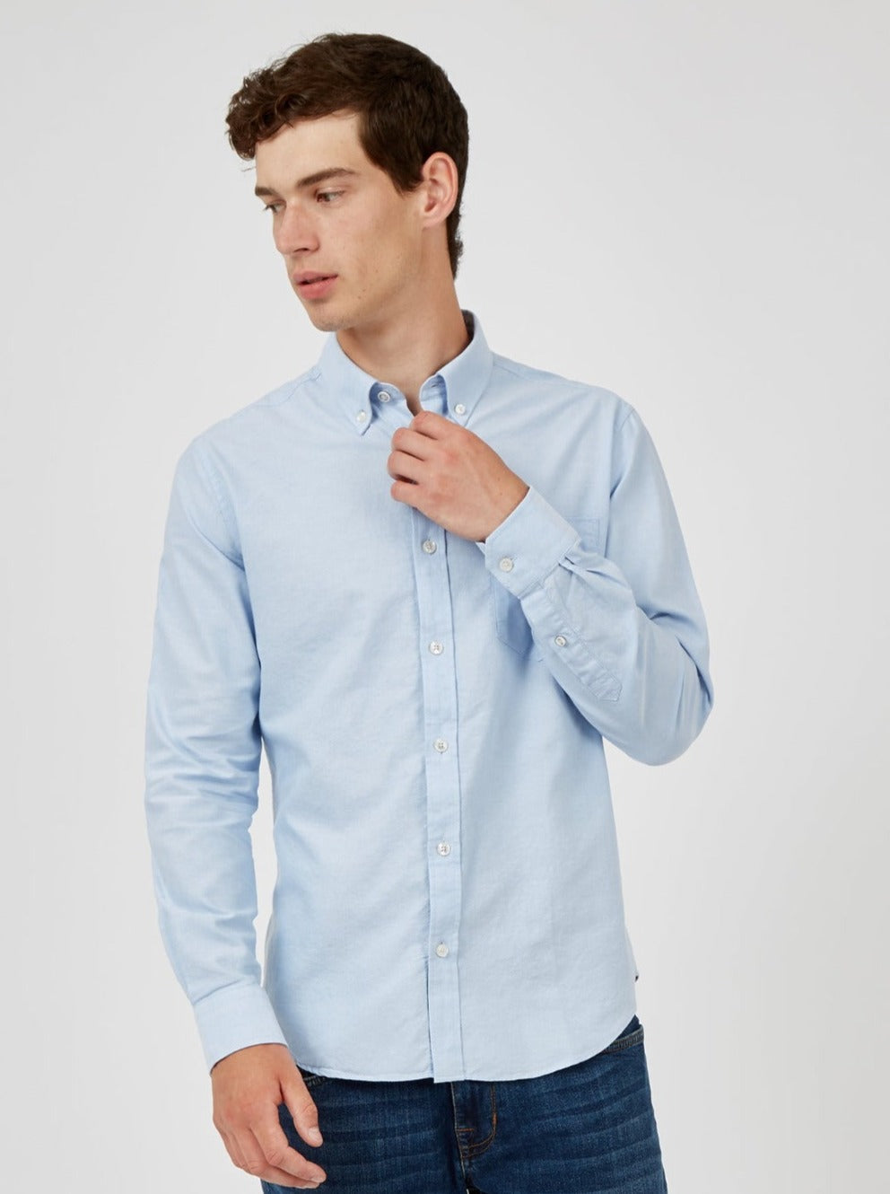 Ben Sherman Signature Organic Long-Sleeve Oxford Overhemd Blauw | PCFA-75406