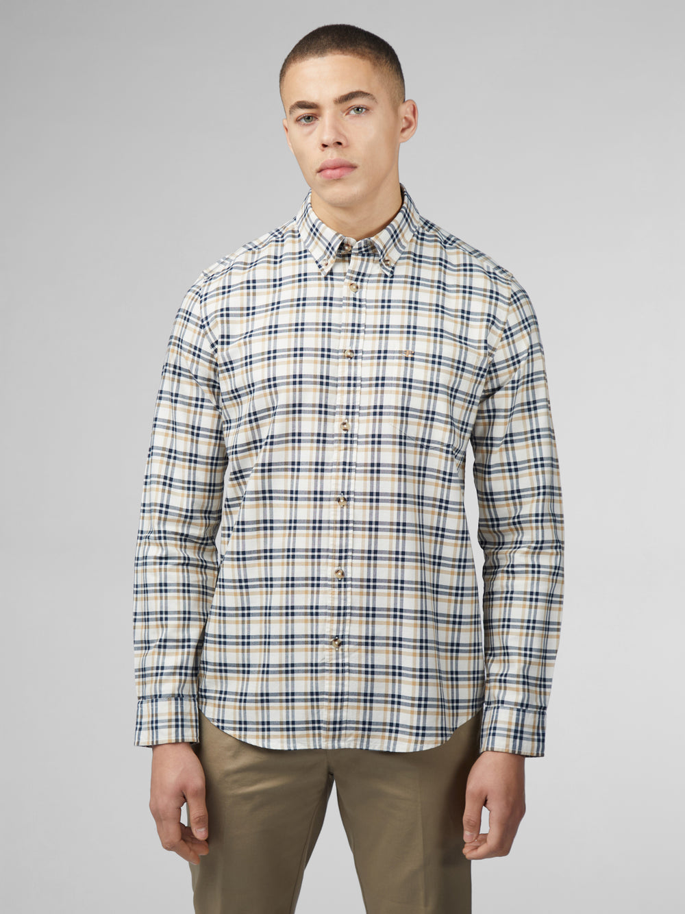 Ben Sherman Signature Oxford Check Overhemd Wit | RGNO-83425