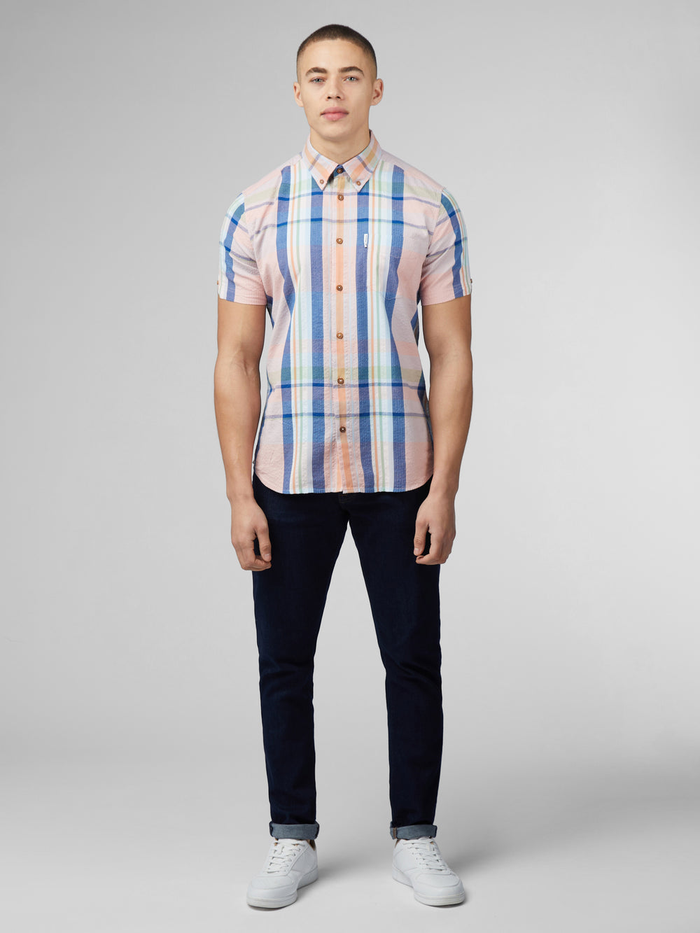 Ben Sherman Signature Seersucker Check Overhemd Roze | PNIT-08659