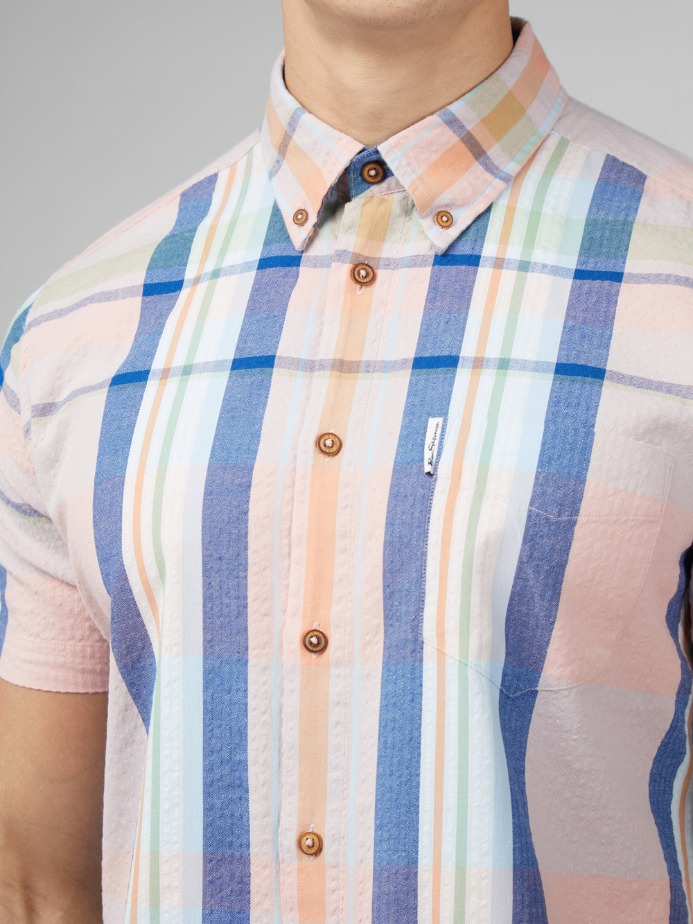 Ben Sherman Signature Seersucker Check Overhemd Roze | PNIT-08659