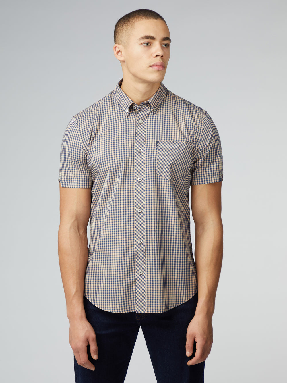 Ben Sherman Signature Short Sleeve Gingham Overhemd Koper Oranje | GSDI-49150