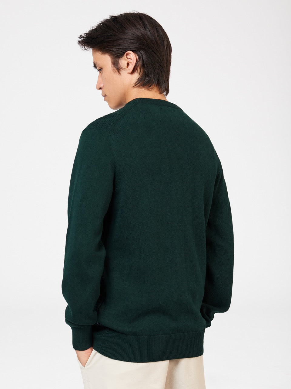 Ben Sherman Textured Crewneck Gebreide Kleding Donkergroen | WMQZ-30612